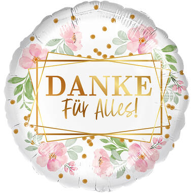 Standard - Danke für Alles Blüten - GER Foil Balloon RP40 Packaged 45 cm