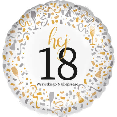 Standard - Hej 18 - POL Foil Balloon RP40 Packaged 45 cm