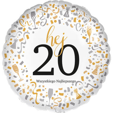 Standard - Hej 20 - POL Foil Balloon RP40 Packaged 45 cm