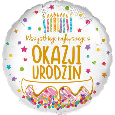 Standard - Tort urodzinowy - POL Foil Balloon RP40 Packaged 45 cm