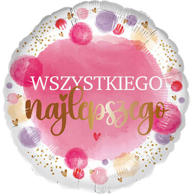 Standard - Wszystkiego najlepszego pink - POL Foil Balloon RP40 Packaged 45 cm