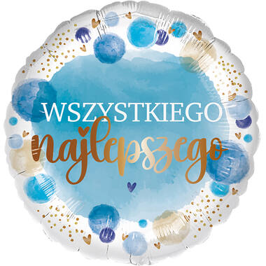 Standard - Wszystkiego najlepszego blue - POL Foil Balloon RP40 Packaged 45 cm