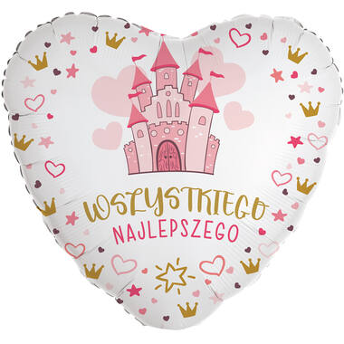 Standard Heart - Urodziny ksiezniczki - POL Foil Balloon RP40 Packaged 45 cm