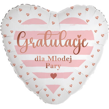 Standard Heart - Gratulacje dla mlodej pary - POL Foil Balloon RP40 Packaged 45 cm