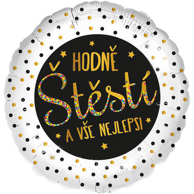 Standard - Hodne stesti a vse nejlepsi - CZE Foil Balloon RP40 Packaged 45 cm