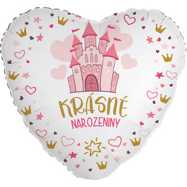 Standard Heart - Narozeniny princezna - CZE Foil Balloon RP40 Packaged 45 cm