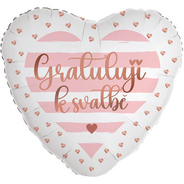 Standard Heart - Gratuluji ke svatbe - CZE Foil Balloon RP40 Packaged 45 cm