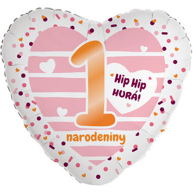 Standard Heart - Hip Hip Hura pink- SLO Foil Balloon RP40 Packaged 45 cm