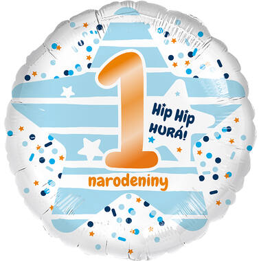 Standard - Hip Hip Hura blue - SLO Foil Balloon RP40 Packaged 45 cm
