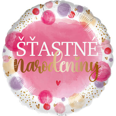 Standard - stastne narodeniny pink - SLO Foil Balloon RP40 Packaged 45 cm