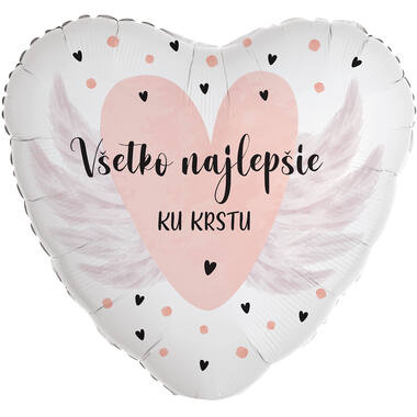 Standard Heart - Vsetko najlepsie ku krstu - SLO Foil Balloon RP40 Packaged 45 cm