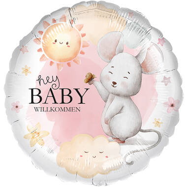 Standard - Willkommen Baby Maus - GER Foil Balloon RP40 Packaged 45 cm