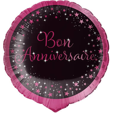 Standard Holographic Starlight Birthday Pink Anniversaire Foil Balloon C55 Packaged 45 cm
