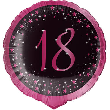 Standard Holographic Starlight Birthday Pink 18 Foil Balloon C55 Packaged 45 cm