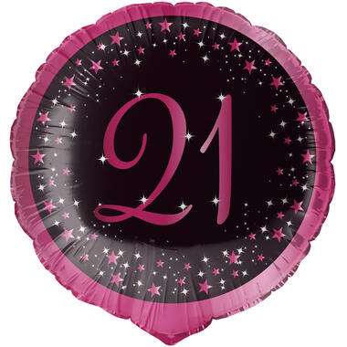 Standard Holographic Starlight Birthday Pink 21 Foil Balloon C55 Packaged 45 cm