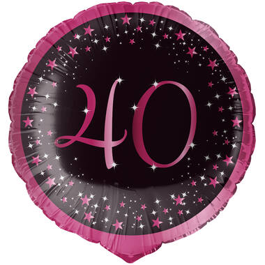 Standard Holographic Starlight Birthday Pink 40 Foil Balloon C55 Packaged 45 cm