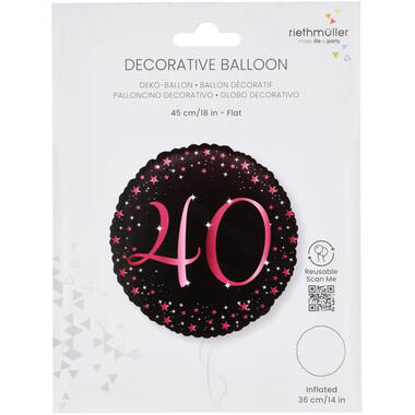 Standard Holographic Starlight Birthday Pink 40 Foil Balloon C55 Packaged 45 cm