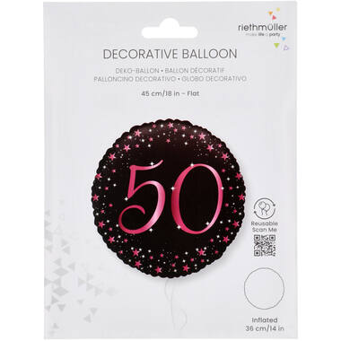 Standard Holographic Starlight Birthday Pink 50 Foil Balloon C55 Packaged 45 cm