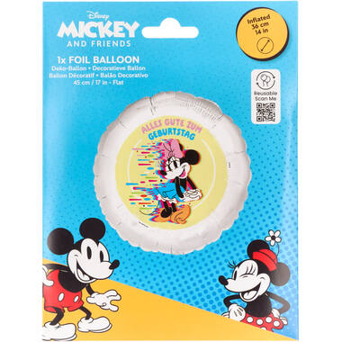 Foil Balloon - Minnie Mouse "ALLES GUTE ZUM GEBURTSTAG" - 45 cm