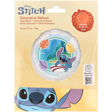Foil Balloon - Stitch Surfer - 45 cm