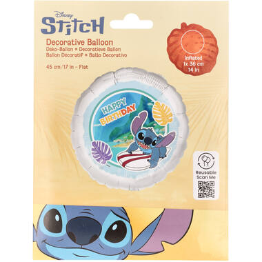 Foil Balloon - Stitch Surfer "HAPPY BIRTHDAY" - 45 cm