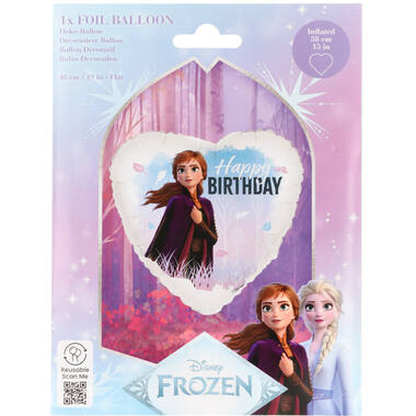 Foil Balloon - Heart Shape - Frozen Anna "Happy BIRTHDAY" - 45 cm