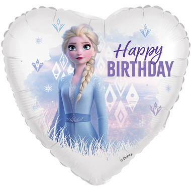 Foil Balloon - Heart Shape - Frozen Elsa "Happy BIRTHDAY" - 45 cm