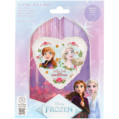 Foil Balloon - Heart Shape - Frozen Anna & Elsa "Alles Gute ZUM GEBURTSTAG" - 45 cm