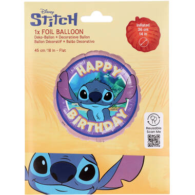 Foil Balloon - Stitch "HAPPY BIRTHDAY" - 45 cm