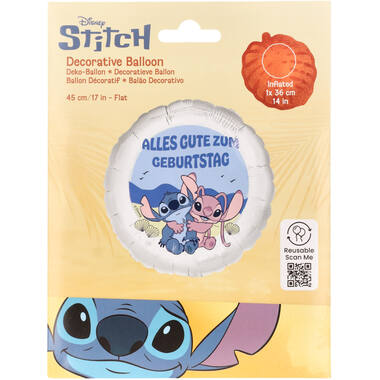 Foil Balloon - Stitch & Angel "ALLES GUTE ZUM GEBURTSTAG" - 45 cm
