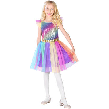 Child Costume Rainbow Queen Age 10 - 12 Years
