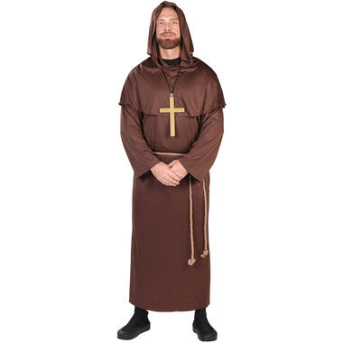 Adult Costume Holy Monk Brown Size M/L