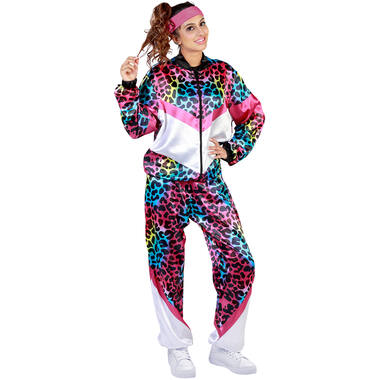 Adult Costume Neon Leo Print Shell Suit Size L