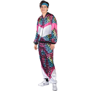 Adult Costume Neon Leo Print Shell Suit Size L
