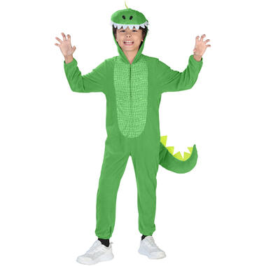 Child Costume Green Dinosaur Fleece Onesie Age 4-6 Years