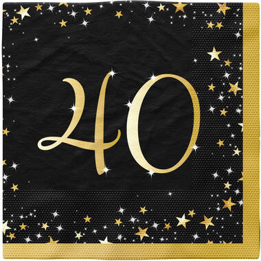 16 Napkins 40 Starlight Birthday 33 x 33 cm