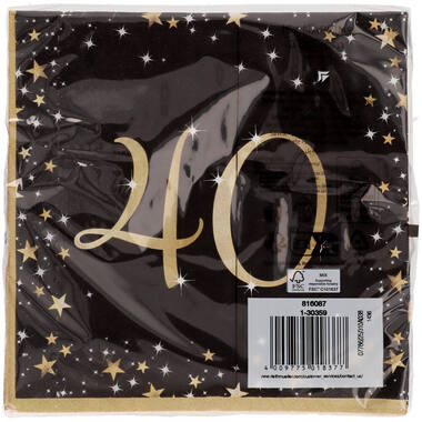 16 Napkins 40 Starlight Birthday 33 x 33 cm