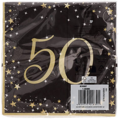 16 Napkins 50 Starlight Birthday 33 x 33 cm
