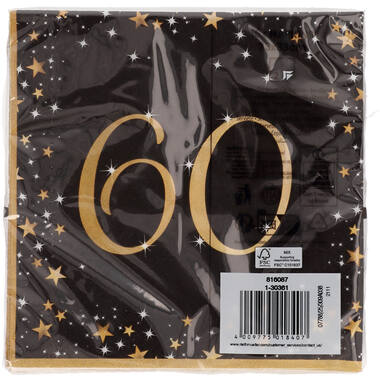 16 Napkins 60 Starlight Birthday 33 x 33 cm