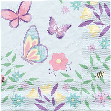 16 Lunch Napkins Flutter Garden 33 x 33 cm