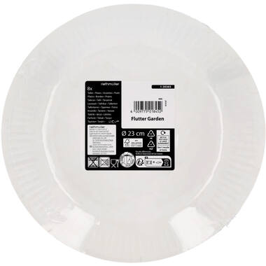 8 Plates Flutter Garden Round Paper 23 cm