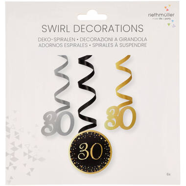 6 Swirl Decorations 30 Starlight Birthday Paper / Foil 61 cm