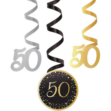 6 Swirl Decorations 50 Starlight Birthday Paper / Foil 61 cm