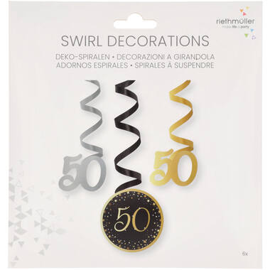 6 Swirl Decorations 50 Starlight Birthday Paper / Foil 61 cm