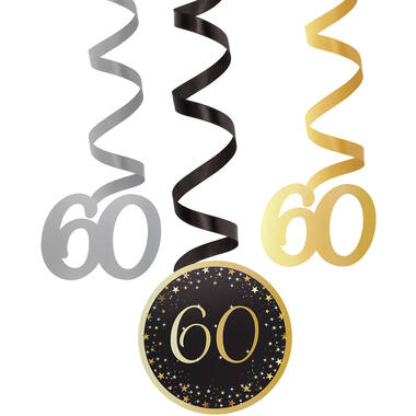 6 Swirl Decorations 60 Starlight Birthday Paper / Foil 61 cm