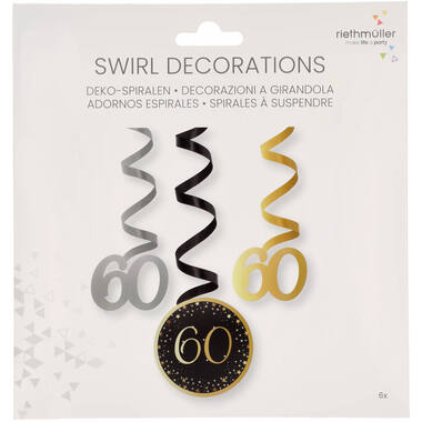 6 Swirl Decorations 60 Starlight Birthday Paper / Foil 61 cm