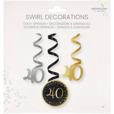 6 Swirl Decorations 40 Starlight Birthday Paper / Foil 61 cm