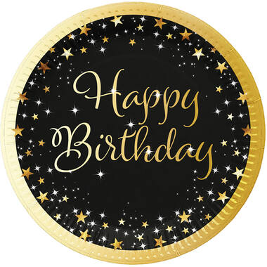 8 Plates Starlight Birthday Happy Birthday Paper 23 cm