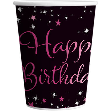 8 Cups Starlight Birthday Pink Happy Birthday Paper 250 ml