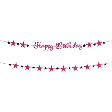 Letter Banner Starlight Birthday Pink Paper 213 x 16.2 cm